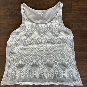 Express Ivory and Gray Geometric sequined Tank Top